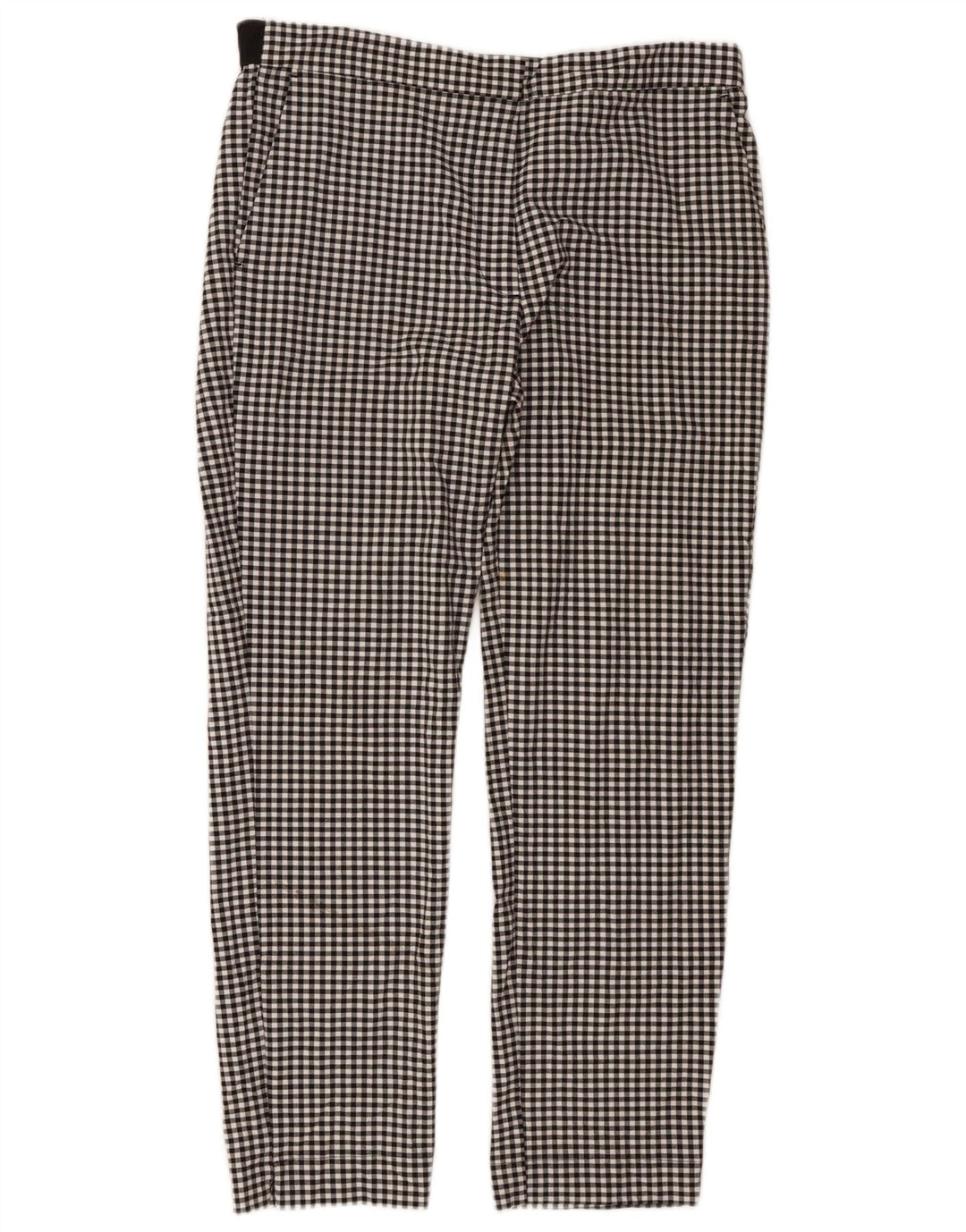 Zara Pantalon Chino Slim Femme XL W32 L27 Noir Vichy Polyester