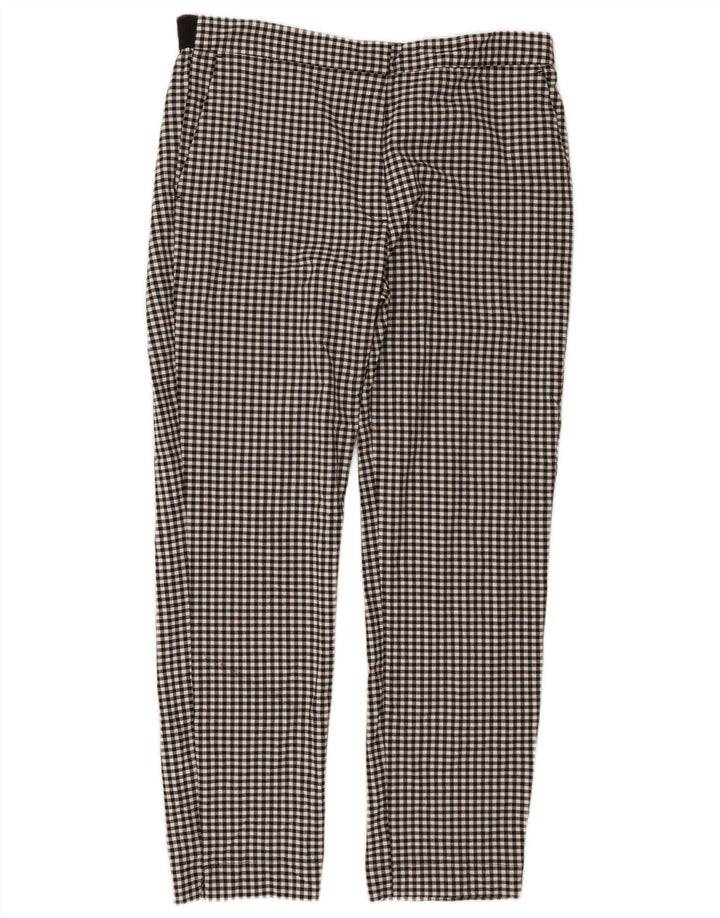 Zara Pantalon Chino Slim Femme XL W32 L27 Noir Vichy Polyester