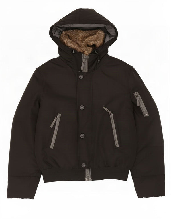 Benetton Veste matelassée à capuche pour hommes IT 50 Large Noir