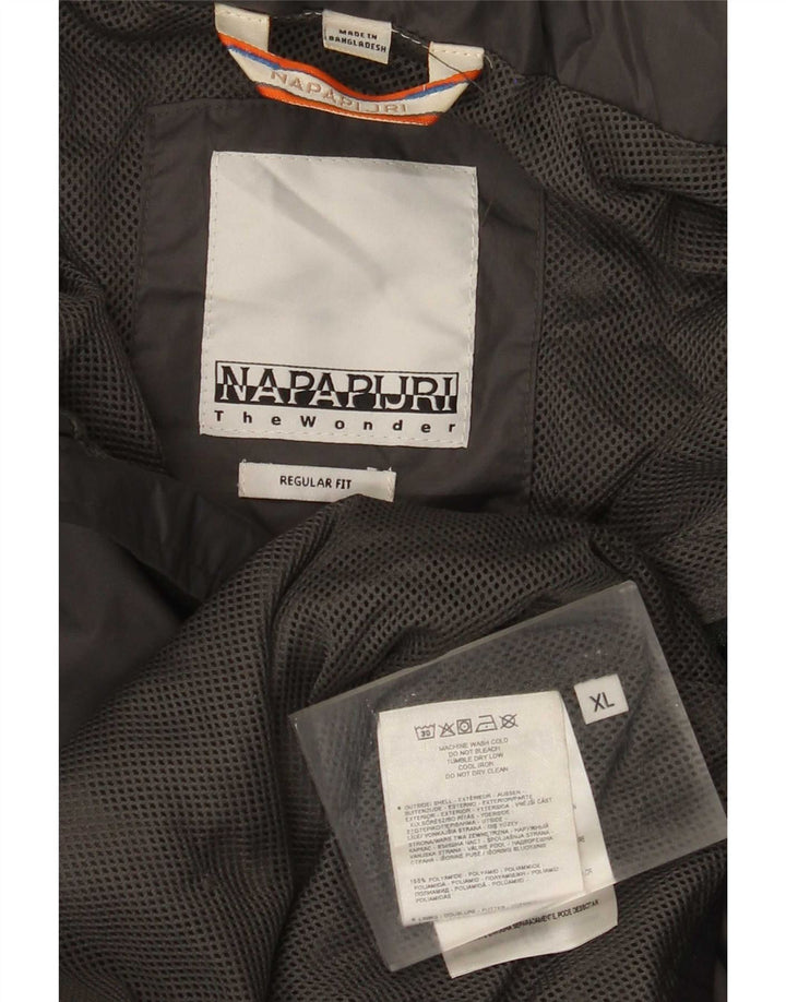 Napapijri Veste de pluie à capuche pour homme UK 42 XL Gris Polyamide