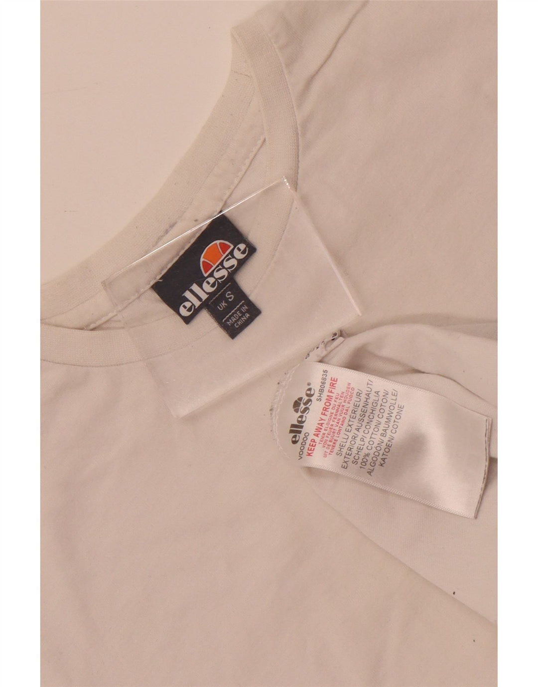 Ellesse Homme T-Shirt Top Petit Blanc Coton