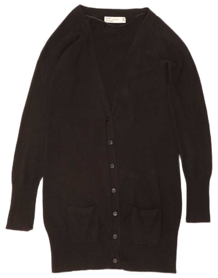 ZARA Femme Longline Cardigan Pull UK 10 Petit Noir