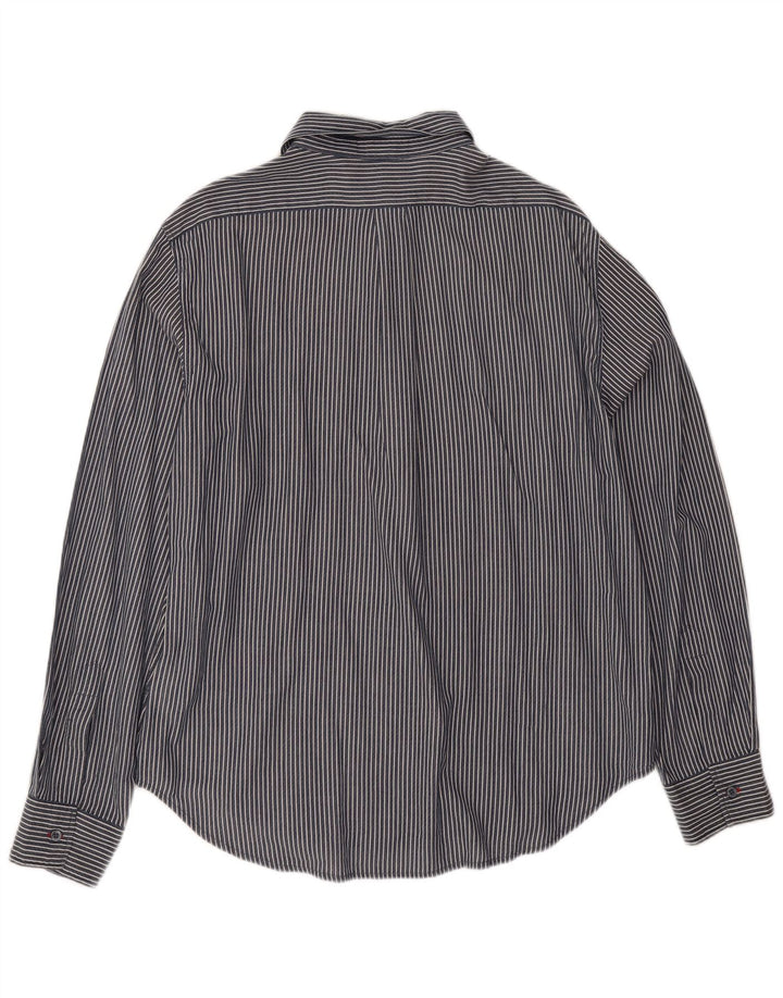 Armani Jeans Chemise homme 3XL coton à fines rayures bleu marine