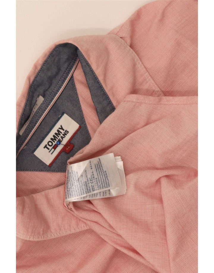 Tommy Hilfiger Chemise Regular Fit Homme Rouge Moyen en Coton à Fines Rayures