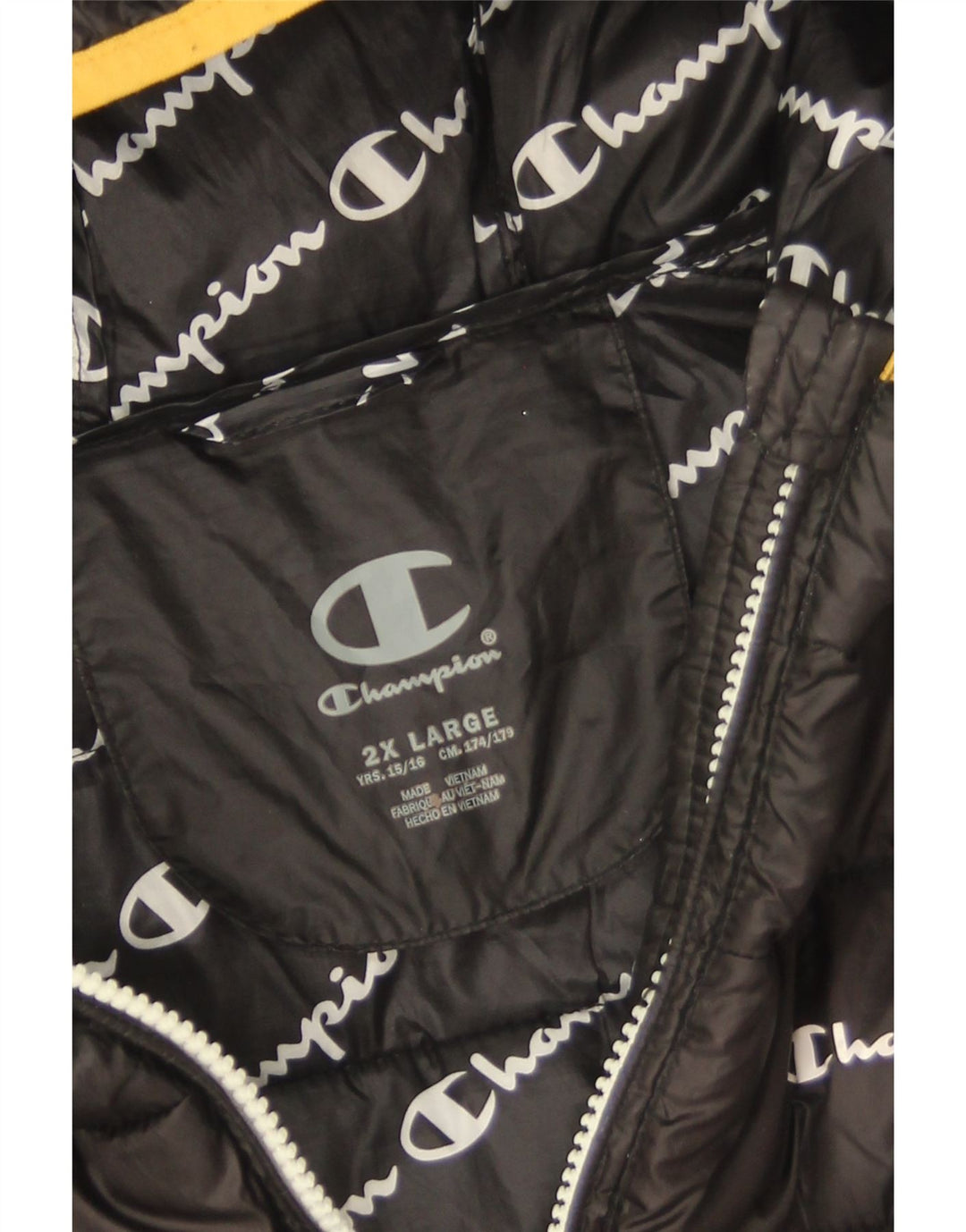 Champion Veste matelassée à capuche pour garçon 15-16 ans 2XL Noir Polyester