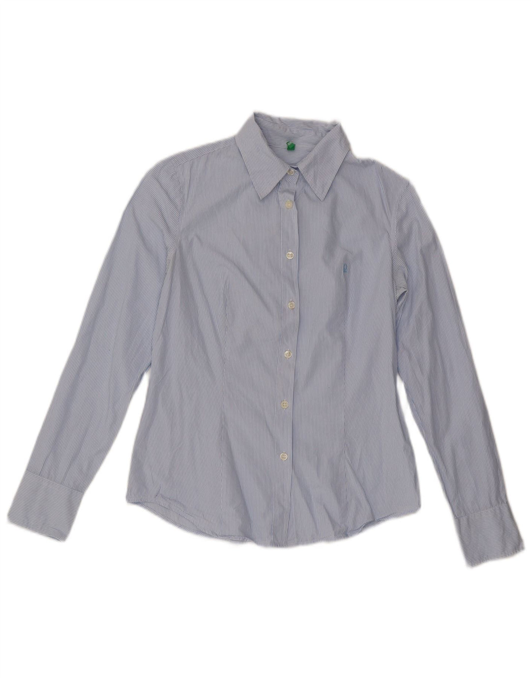 Benetton Chemise Femme UK 12 Bleu Moyen Rayé