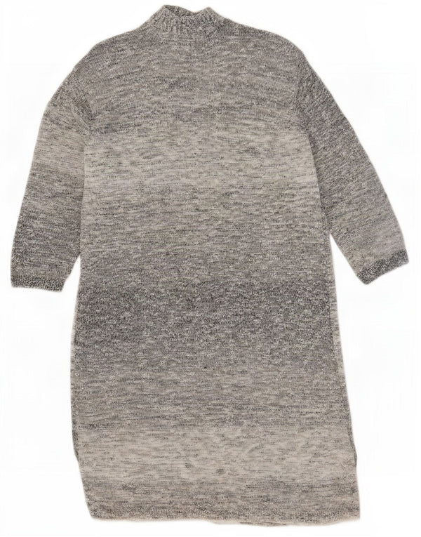 Lands End Pull cardigan ouvert long pour femme UK 10 Petit gris moucheté