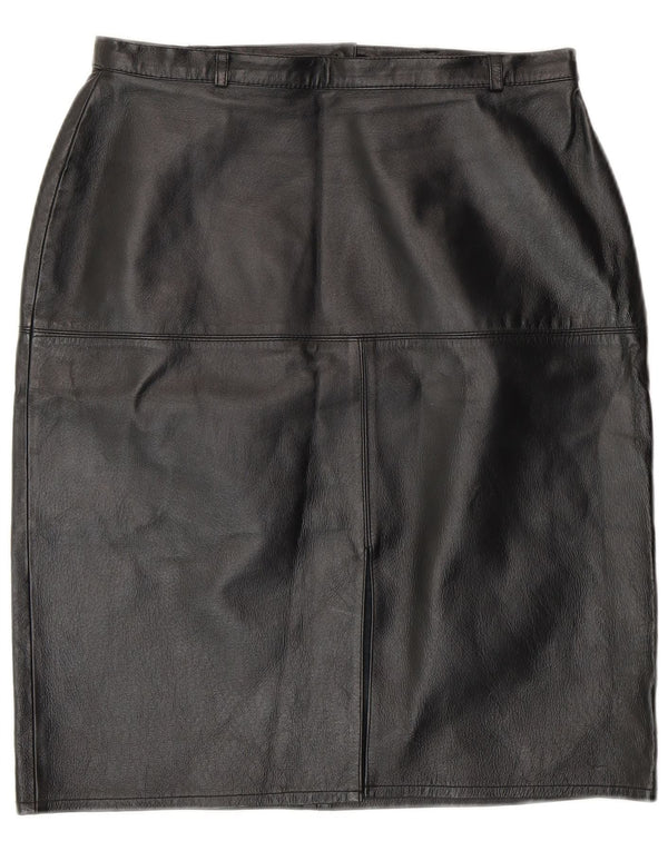 jupe crayon en cuir femme vintage UK 12 Moyen W28 Cuir Noir