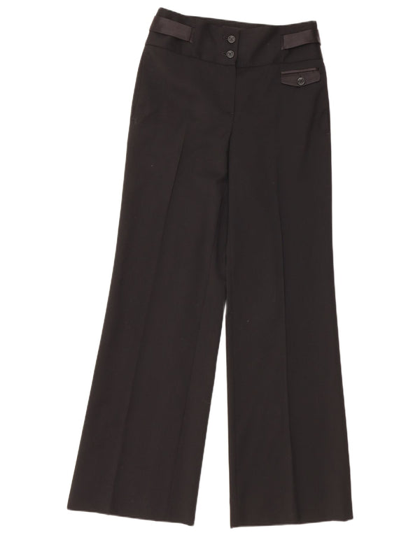 Massimo Dutti Pantalon décontracté à jambe large pour femme EU 36 XS W26 L30 Laine noire
