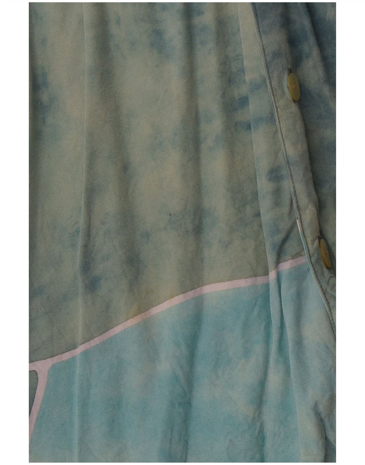 VINTAGE Chemise à motif abstrait pour homme XL Rayonne bleue