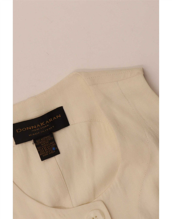 Donna Karan Veste blazer longue à 5 boutons pour femme UK 12 Medium Off White