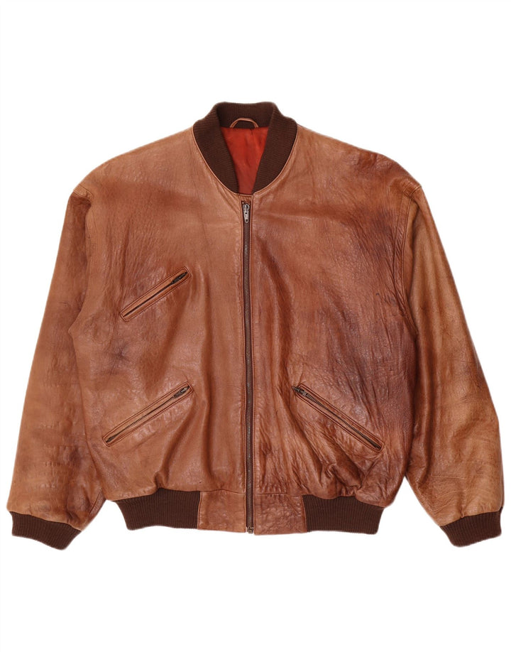 veste en cuir homme vintage UK 40 Grand Marron