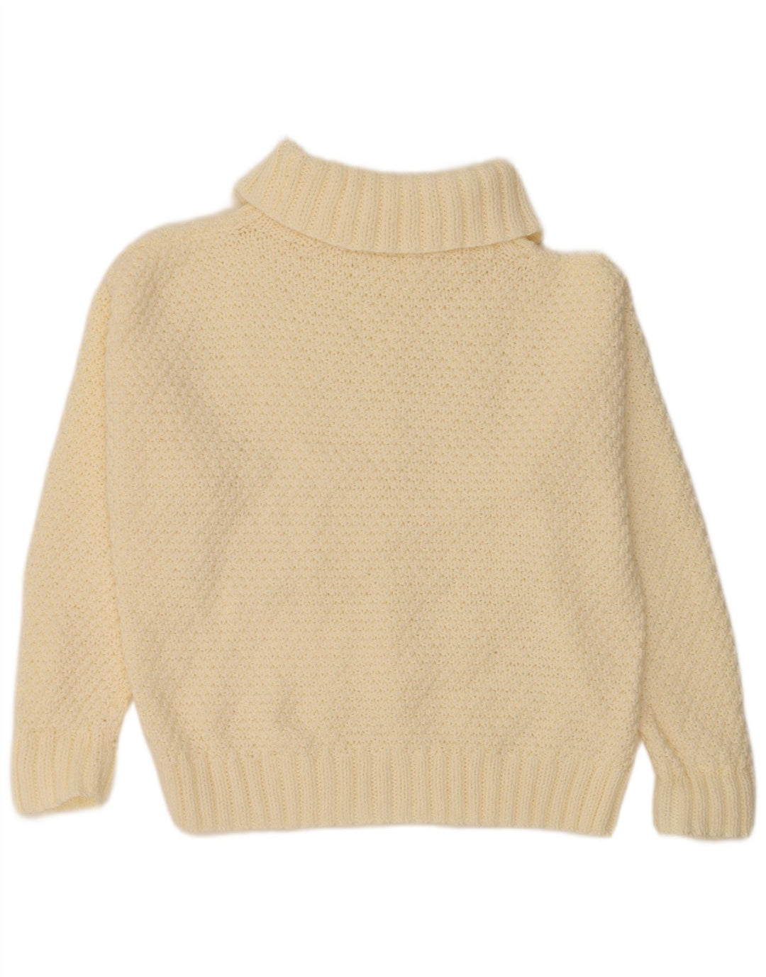 VINTAGE Pull surdimensionné à col roulé pour femme UK 18 XL Blanc cassé