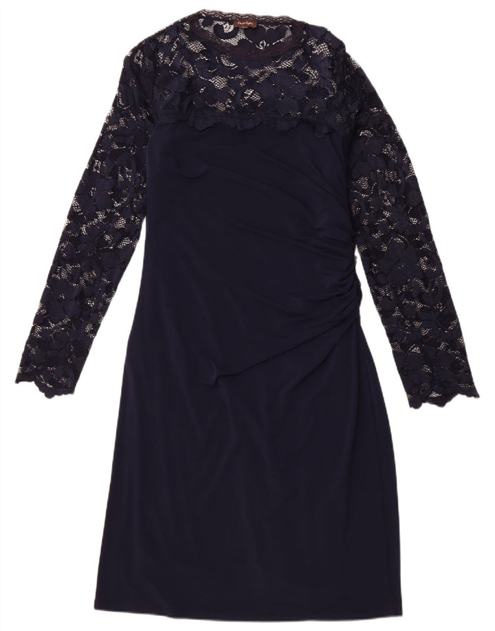 PHASE EIGHT Robe longue à manches longues pour femme UK 12 Bleu marine moyen floral