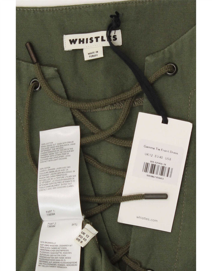 Whistles Robe droite pour femme UK 12 Coton kaki moyen