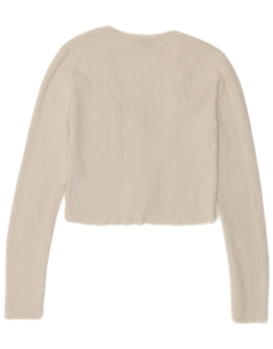 Zara Womens Crop Cardigan Pull UK 12 Moyen Blanc Viscose