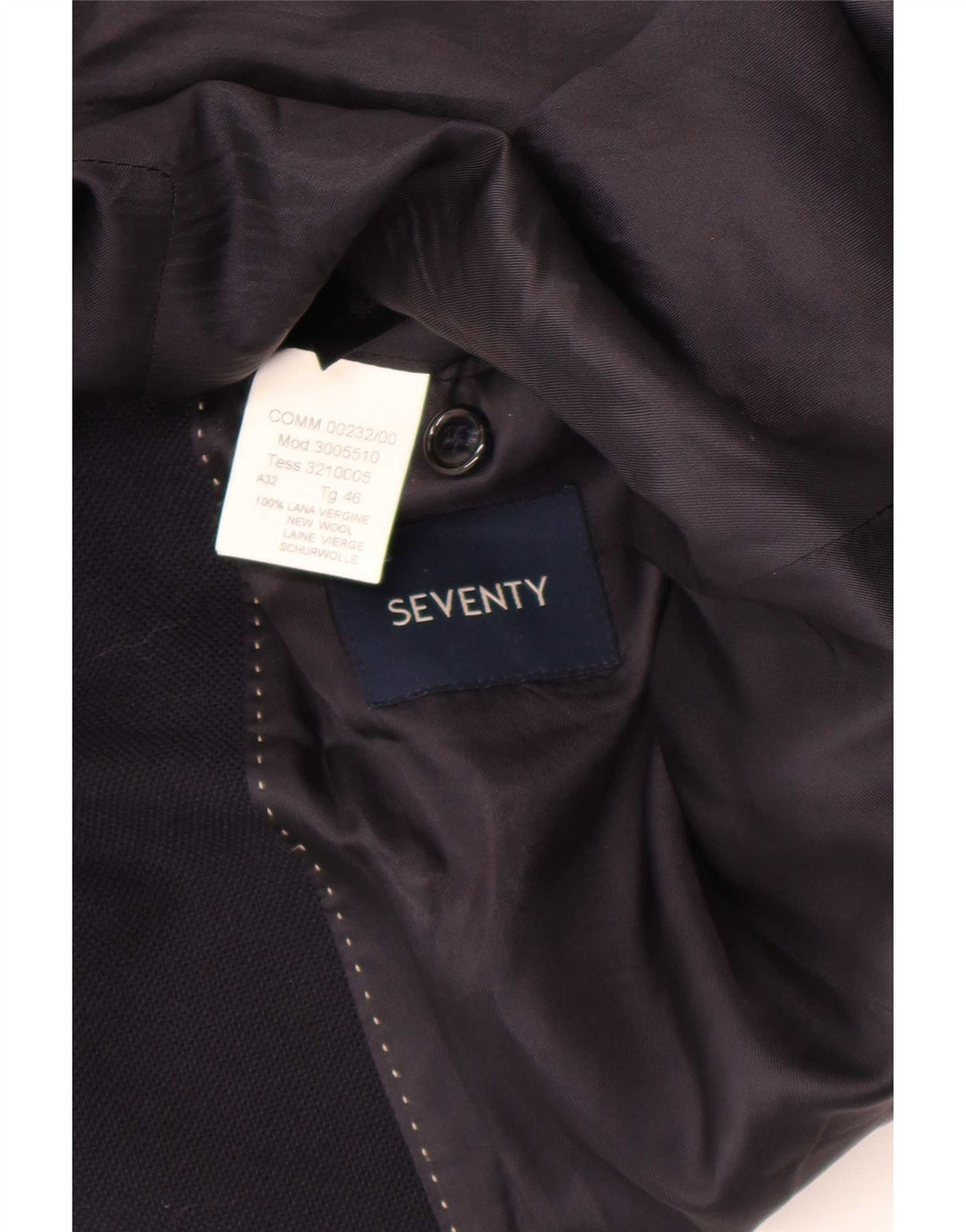 Seventy Veste Blazer 3 Boutons Homme IT 46 Small Bleu Marine Laine Vierge