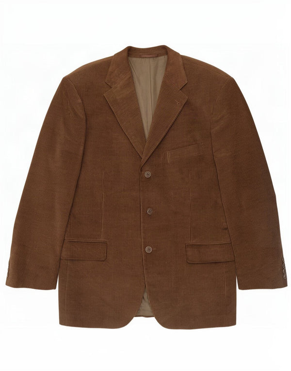 vintage Mens 3 Bouton Corduroy Blazer Veste IT 52 XL Coton Marron