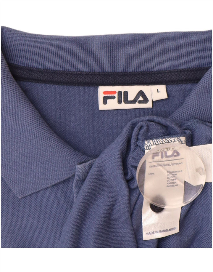 FILA Polo à manches longues homme grand bleu coton