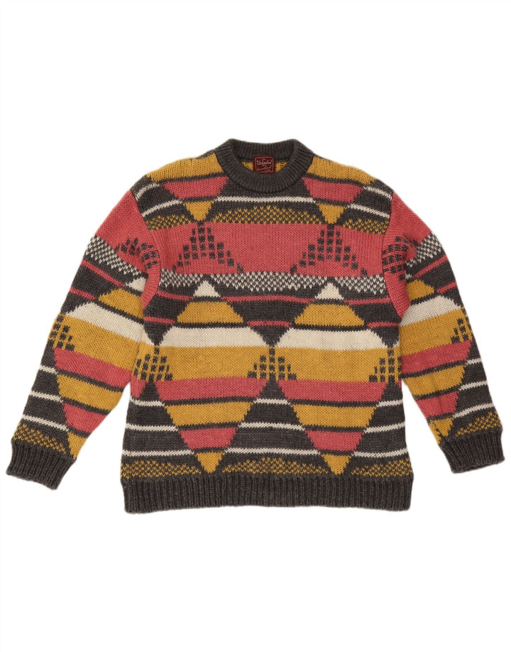 Unlimited Pull ras du cou pour homme en laine géométrique multicolore moyenne