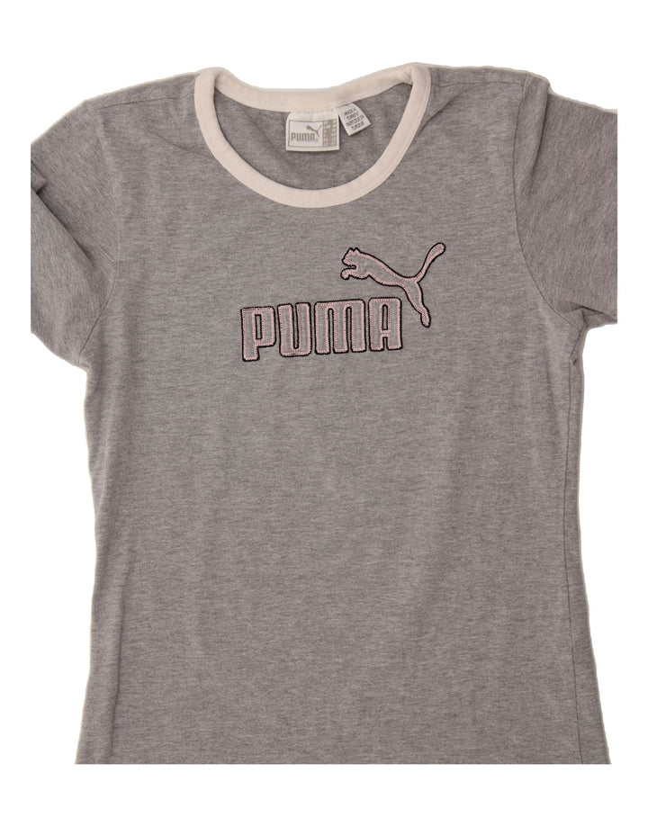 PUMA Womens Graphic T-Shirt Top UK 12 Medium Grey Vintage Puma and Second-Hand Puma from Messina Hembry 
