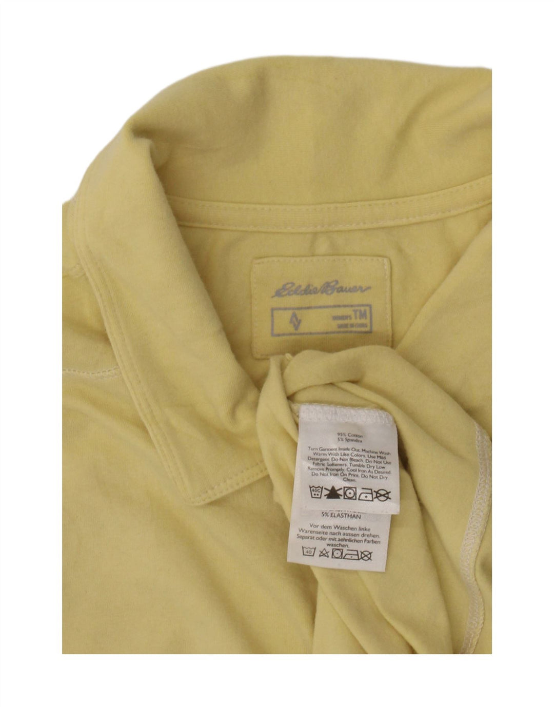 Eddie Bauer Polo haut pour femme UK 12 coton jaune moyen