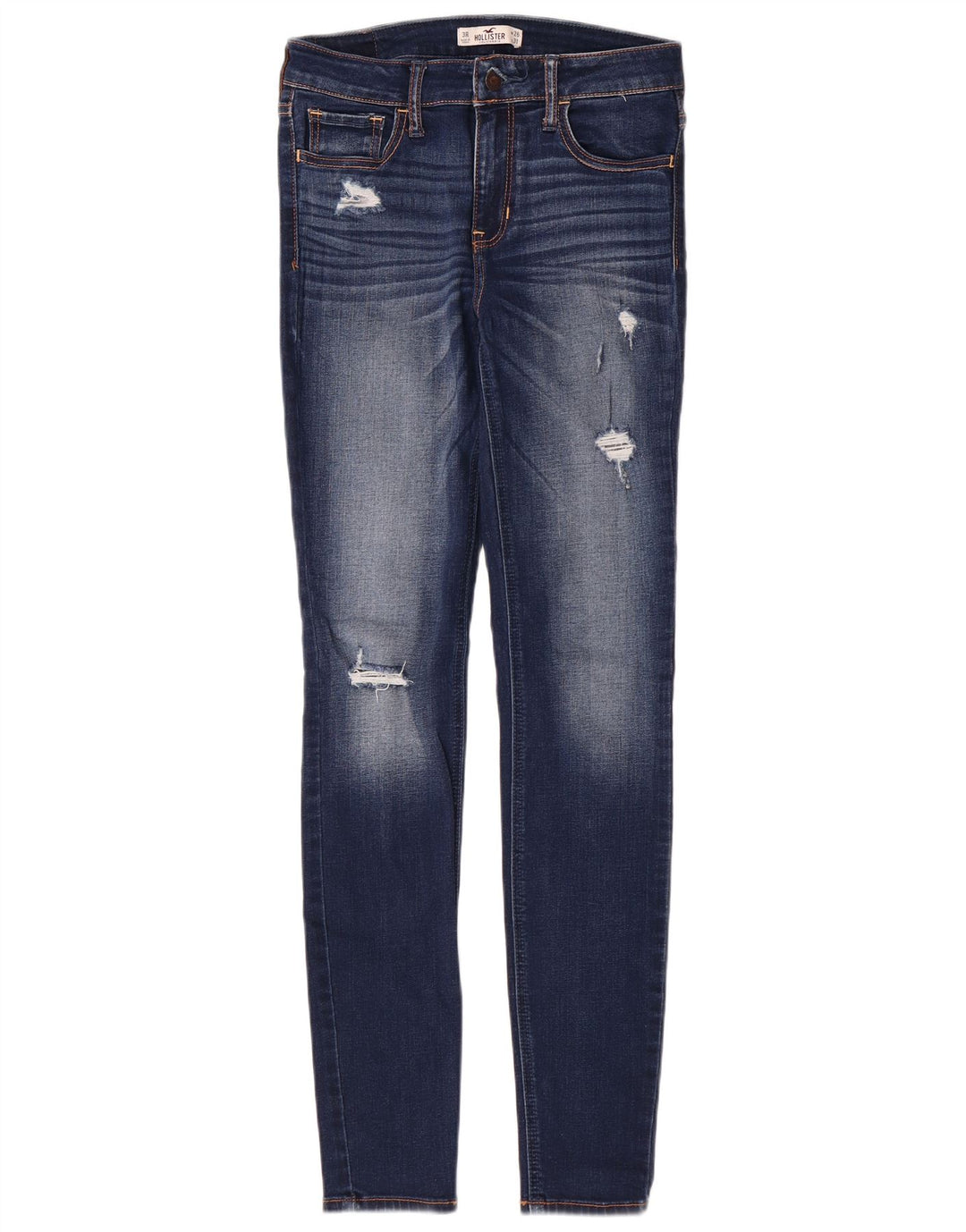 HOLLISTER Jean skinny effet vieilli pour femme US 3 XS W26 L31 Bleu Coton