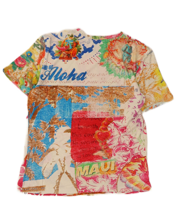 Desigual T-shirt graphique à manches courtes pour femme UK 12 Medium Multicolore