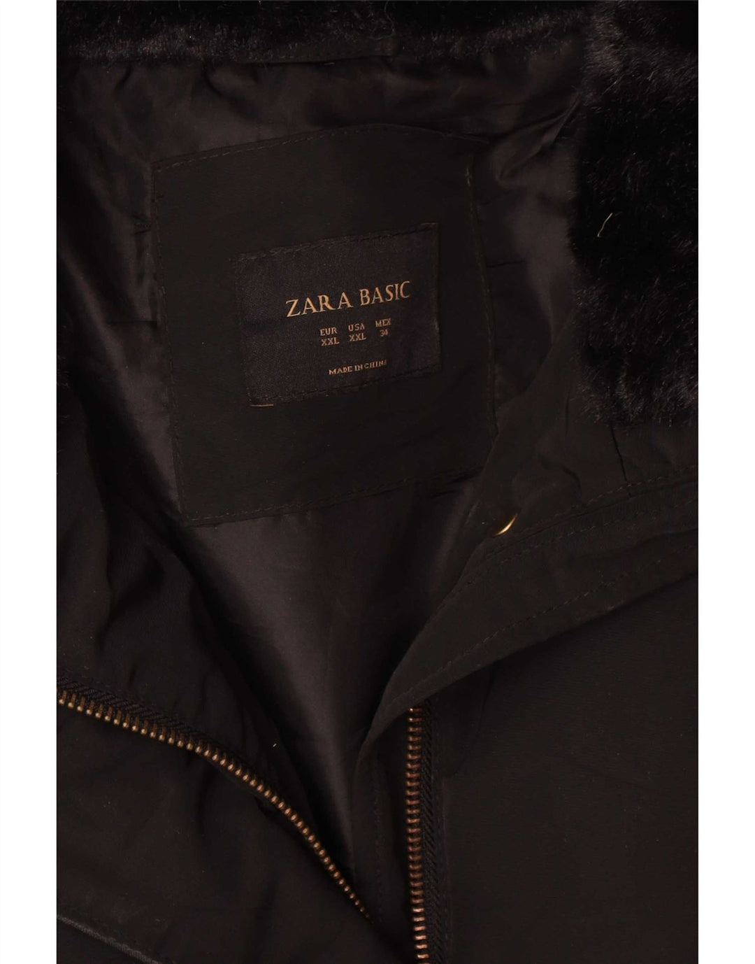 Zara Veste rembourrée courte pour femme UK 20 2XL Noir Polyester