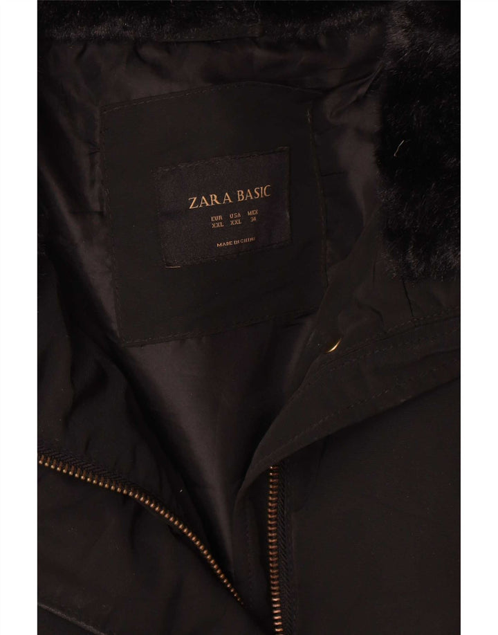 Zara Veste rembourrée courte pour femme UK 20 2XL Noir Polyester