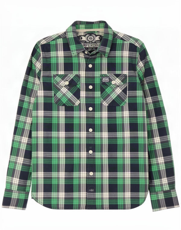Superdry Chemise Homme Grand Carreau Vert Coton