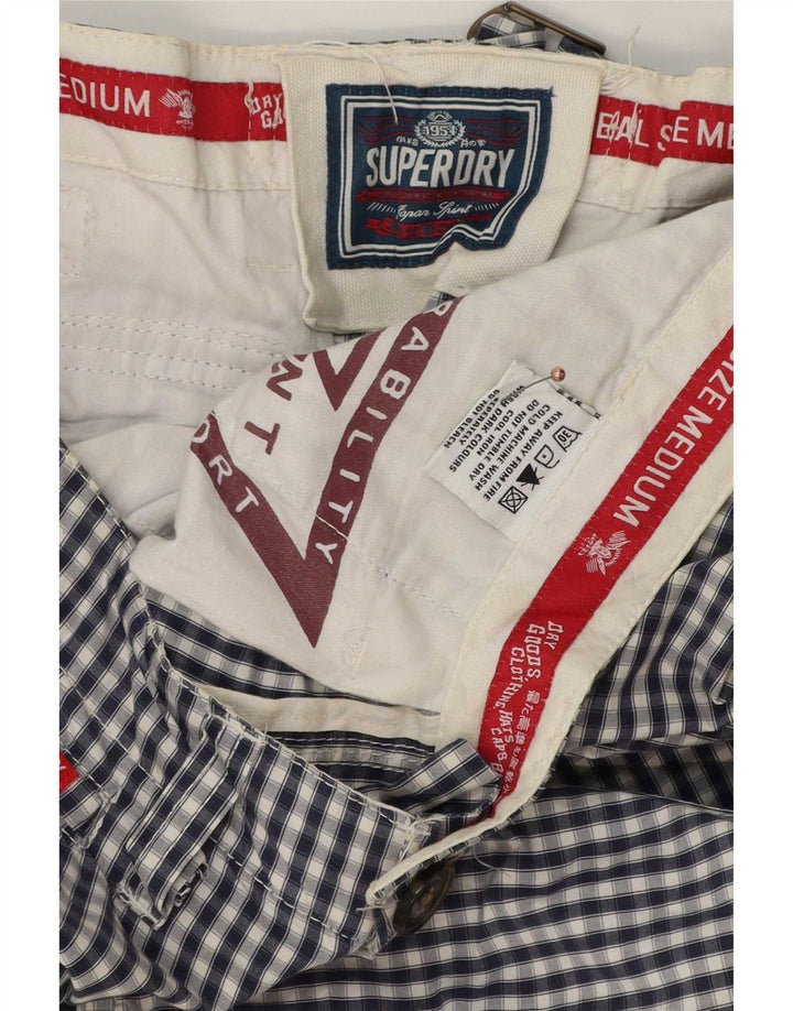 Superdry Short Cargo Homme Moyen W32 Bleu Marine Vichy Coton