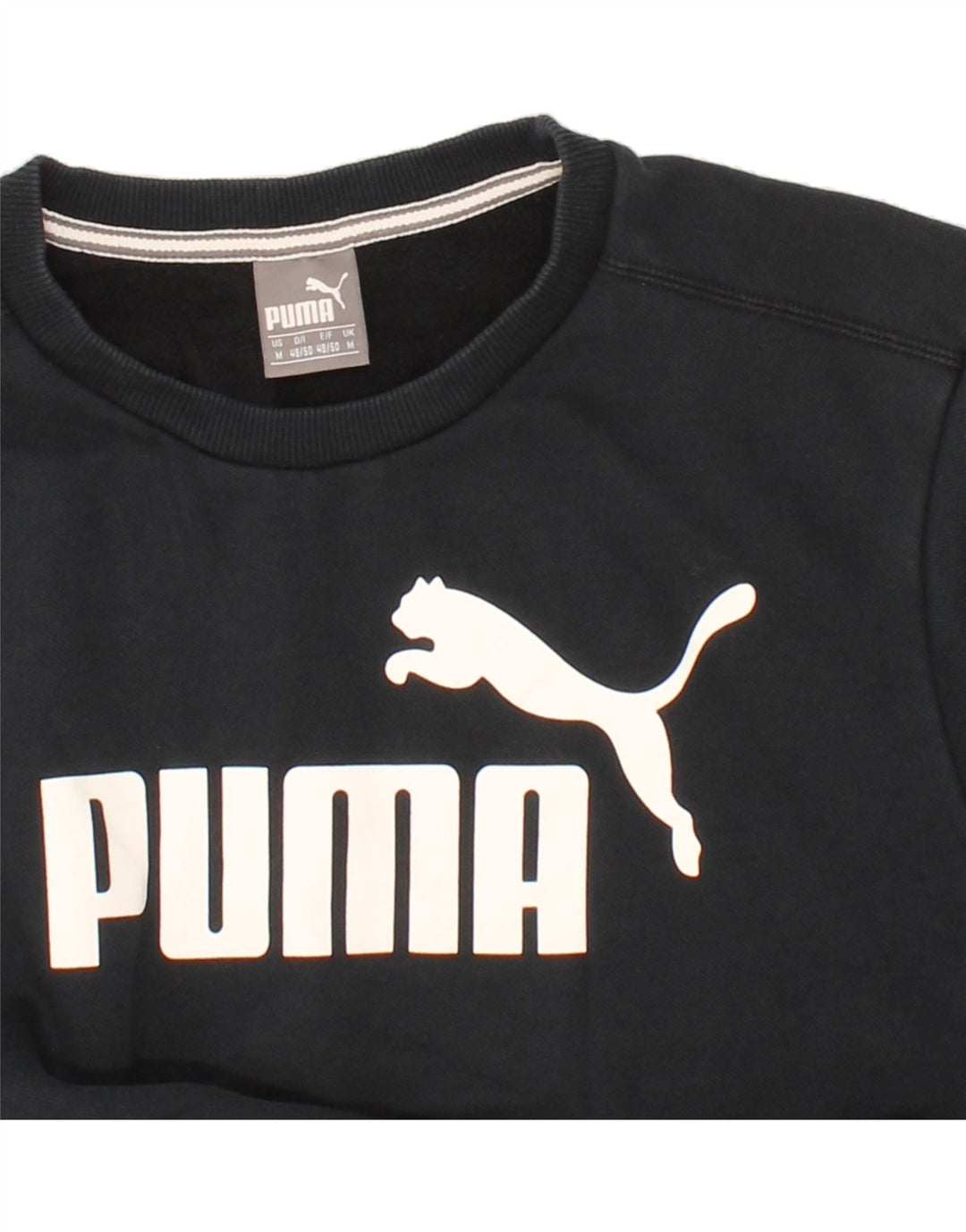 PUMA Mens Graphic Sweatshirt Jumper Medium Navy Blue Cotton Vintage Puma and Second-Hand Puma from Messina Hembry 