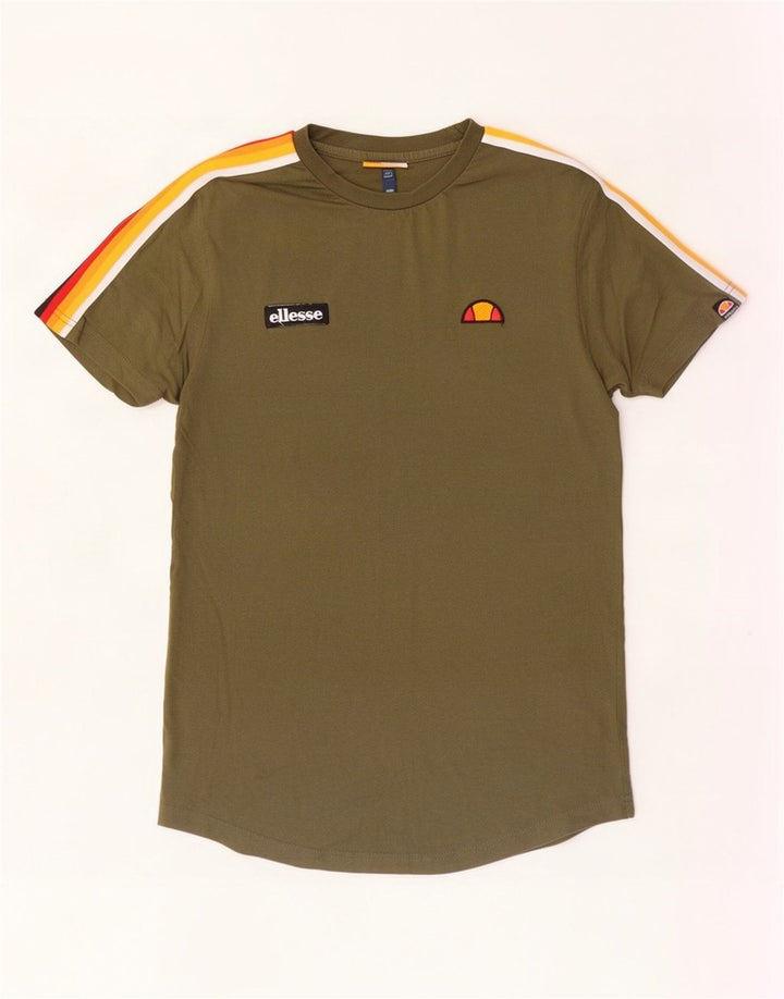 Ellesse T-Shirt Top Petit Kaki Colourblock Coton Homme