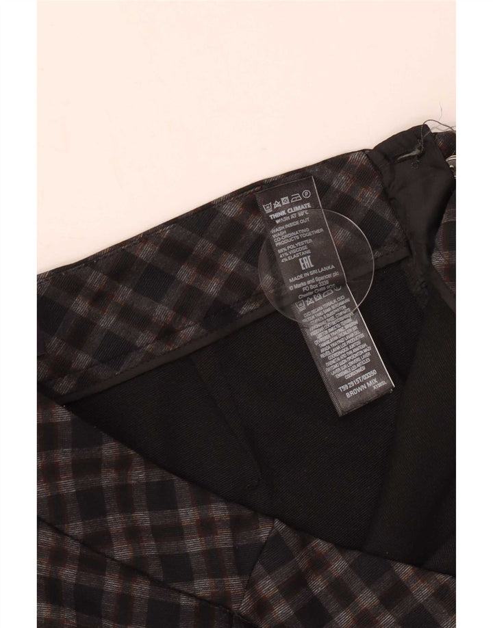 Marks & Spencer Pantalon décontracté pour femme UK 12 Medium W30 L29 Marron à carreaux
