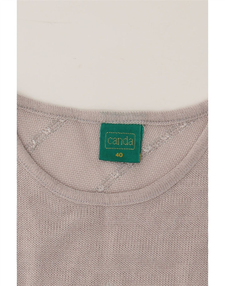 CANDA Womens 3/4 Sleeve Crew Neck Jumper Sweater IT 40 Small Grey Acrylic Vintage Canda and Second-Hand Canda from Messina Hembry 