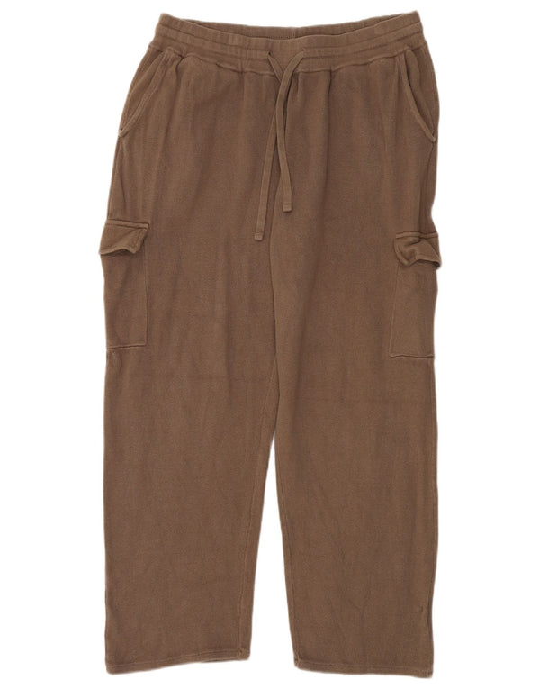 Zara Pantalon de survêtement cargo pour femme UK 18 XL Coton marron