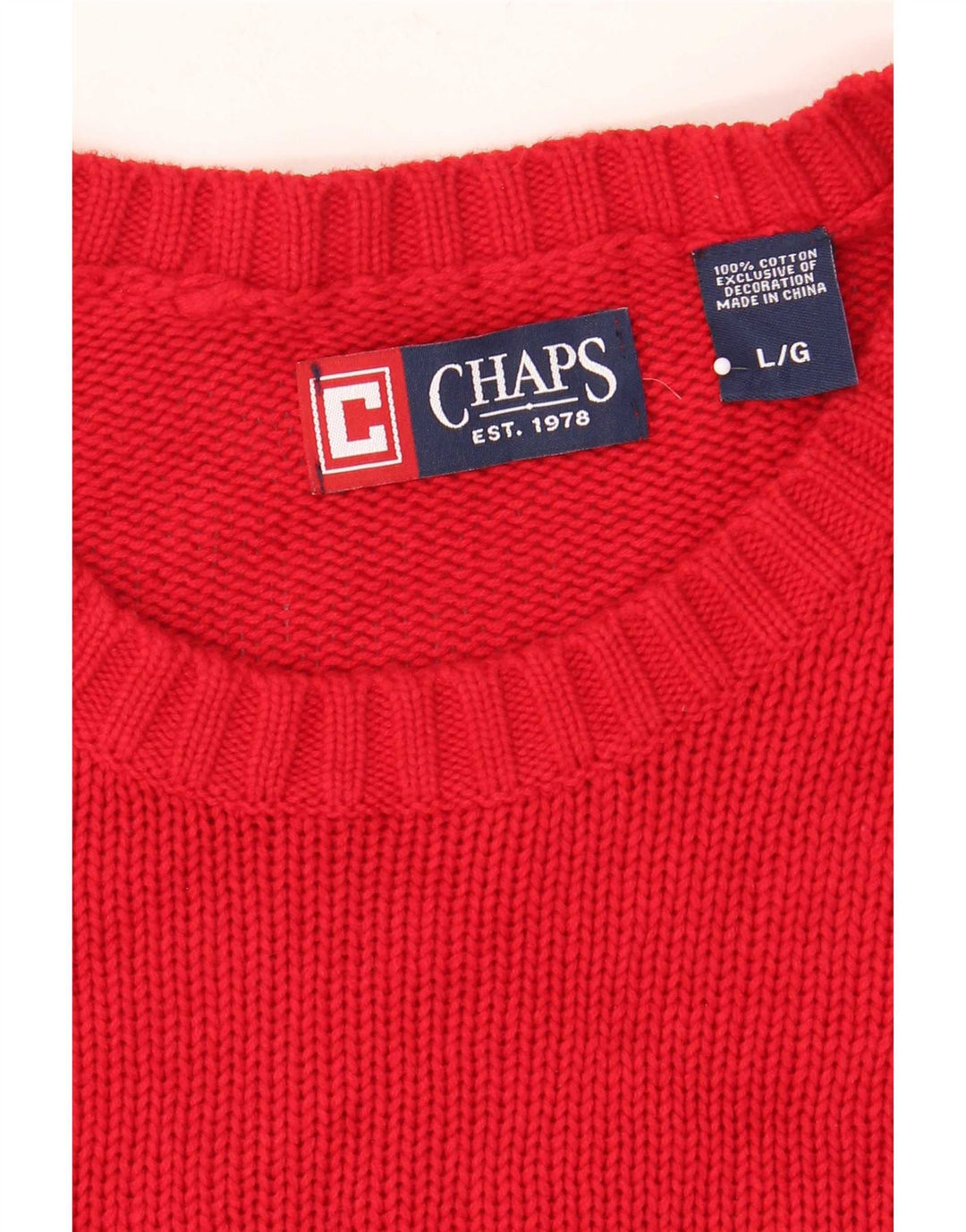 Chaps Pull à col rond pour homme en coton rouge Large