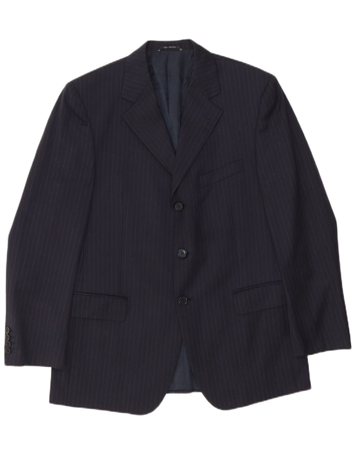 Biagiotti Uomo Veste blazer à 3 boutons pour homme IT 52 XL Bleu marine à fines rayures
