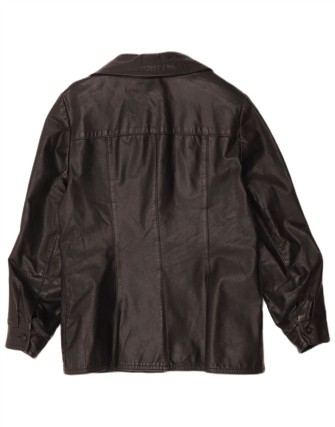 Veste en cuir femme vintage IT 44 Cuir noir moyen