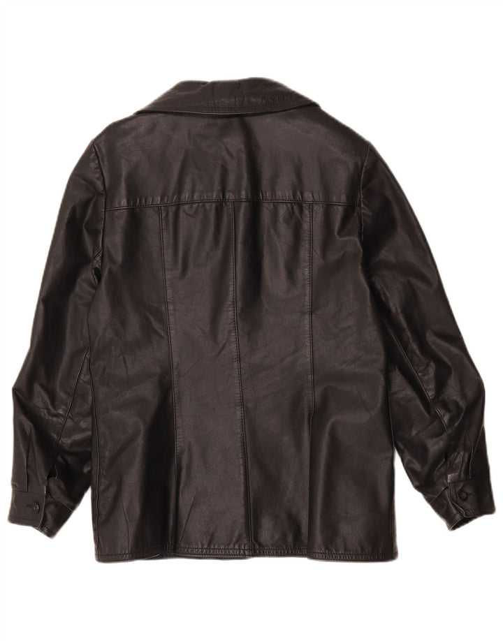 Veste en cuir femme vintage IT 44 Cuir noir moyen