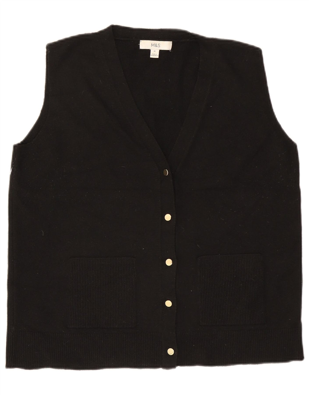 Marks & Spencer Pull cardigan sans manches pour femme UK 12 Noir moyen