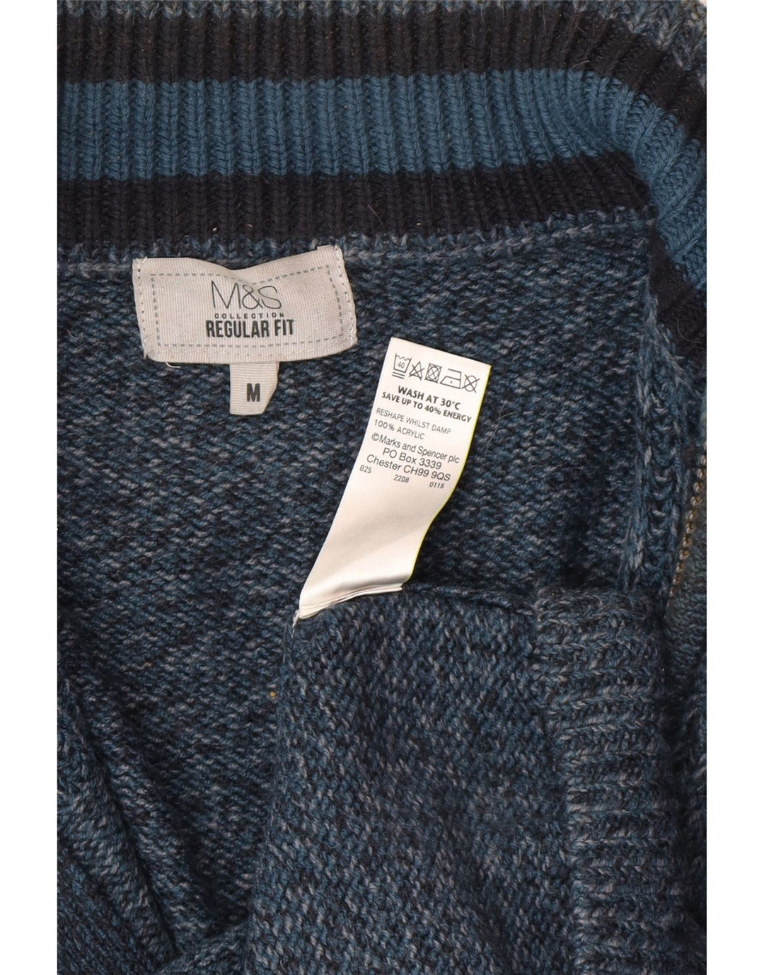Marks & Spencer Cardigan Regular Fit Homme Bleu Moyen Acrylique