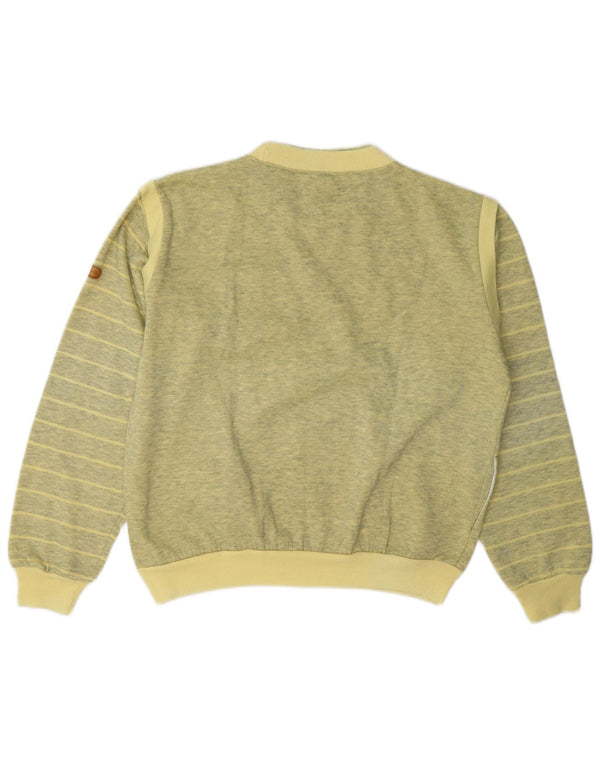 vintage Mens Sweatshirt Jumper Grand Jaune Rayé