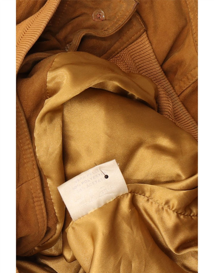 vintage Mens Suede Bomber Jacket UK 42 XL Cuir Beige