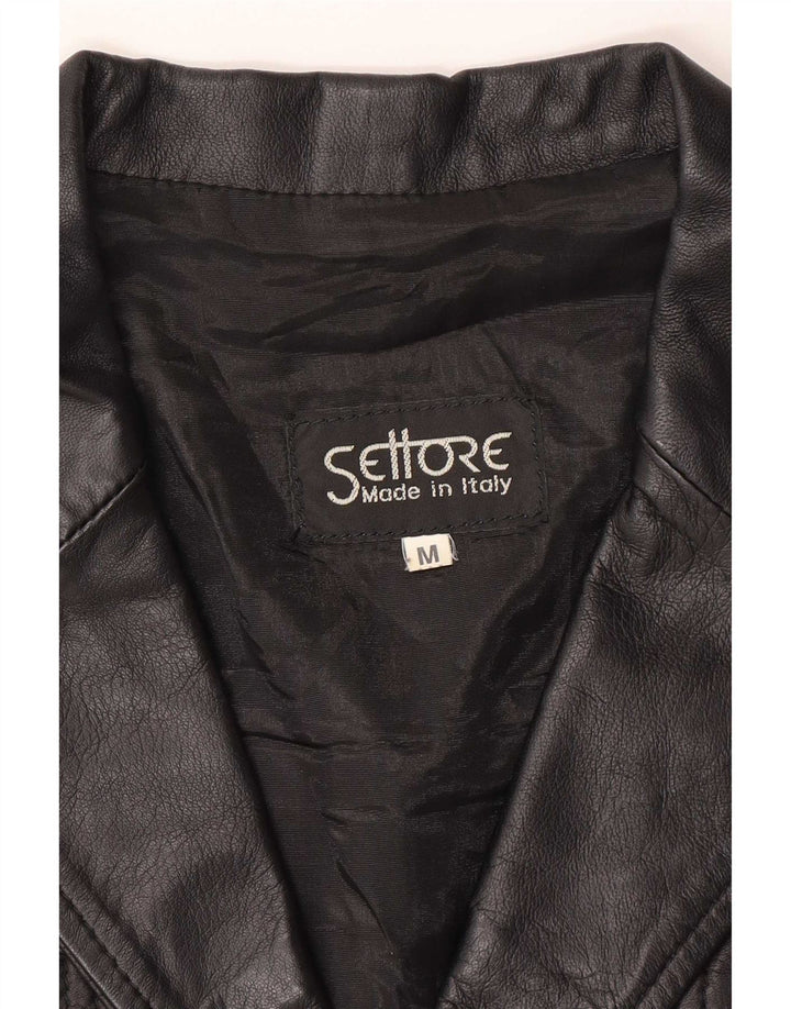 Settore Veste blazer en cuir à 3 boutons pour femme UK 12 Noir moyen
