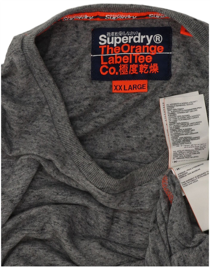 SUPERDRY T-Shirt Homme Top 2XL Gris Moucheté Coton