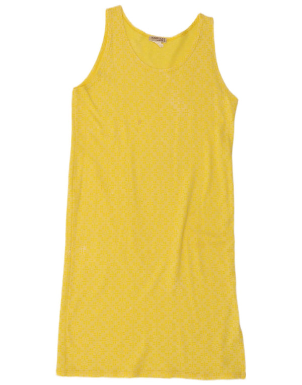 Marella Robe t-shirt sans manches pour femme UK 44 en coton cachemire jaune moyen