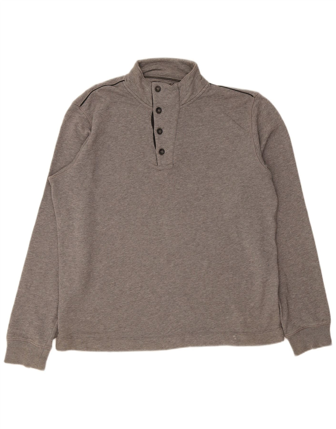 Hugo Boss Hommes Button Neck Sweatshirt Jumper Grand Gris Coton