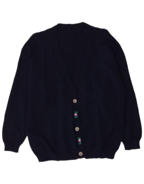 vintage Femme Cardigan Pull UK 18 XL Bleu Marine